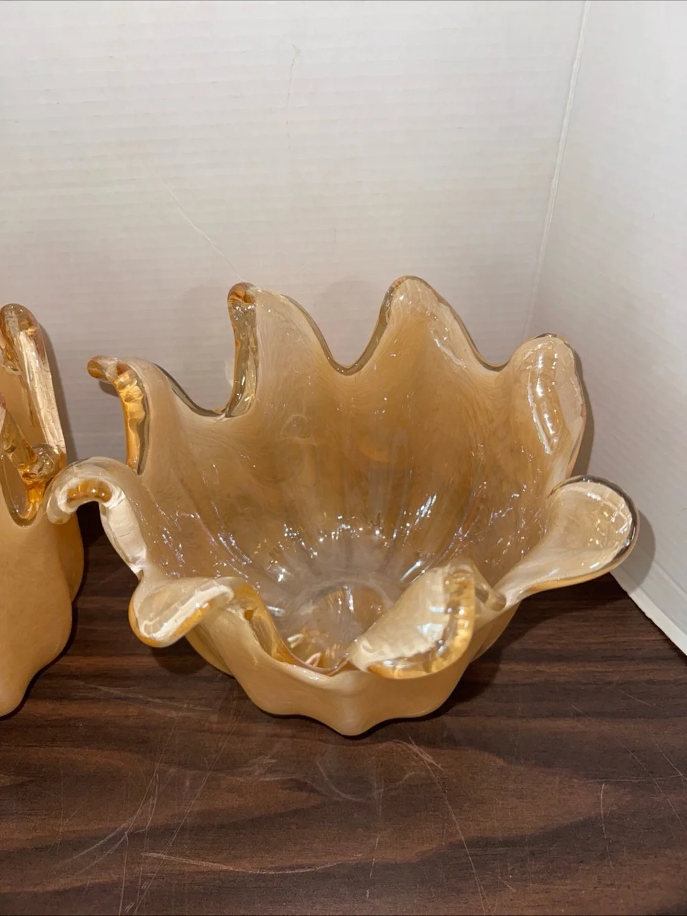 Set Of 2 Murano White Crystal Bowl  Handmade in Italy